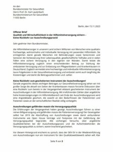 Seite 1 des offenen Briefs an den Gesundheitsminister Lauterbach, gezeichnet von rehaKIND e.V. und diversen verbänden und Leistungserbringergemeinschaften