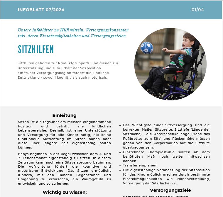 Alles Wichtige zu Sitzversorgungen im Infoblatt Sitzhilfen
